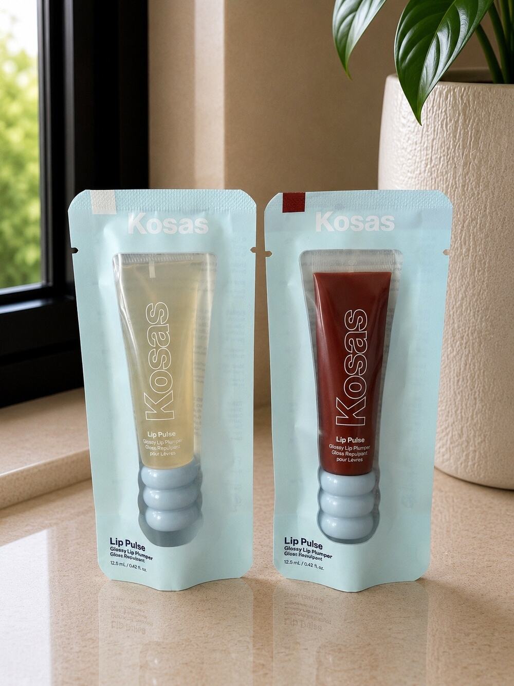 $50 Kosas Lip Pulse Glossy Lip Plumper Bundle of 2 Unspoken & Sixth Sense New